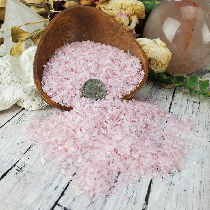 Rose Quartz Chips, 50 gram bags