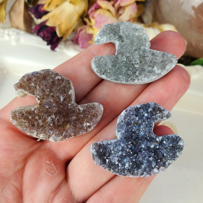 Druzy Quartz Witch's Hats, large