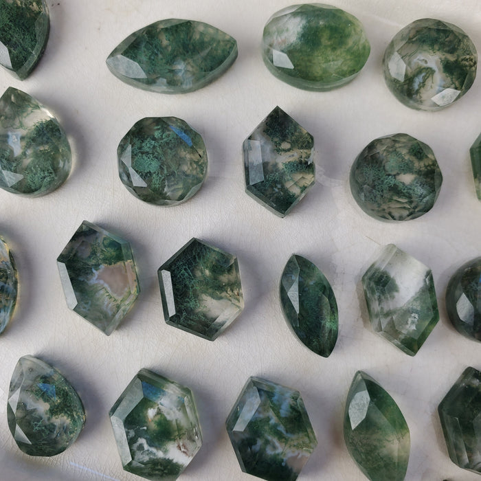 Moss Agate and Quartz Doublet Cabochons