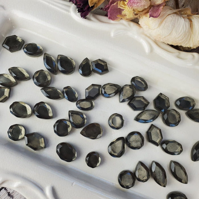 Pyrite and Quartz Doublet Cabochons