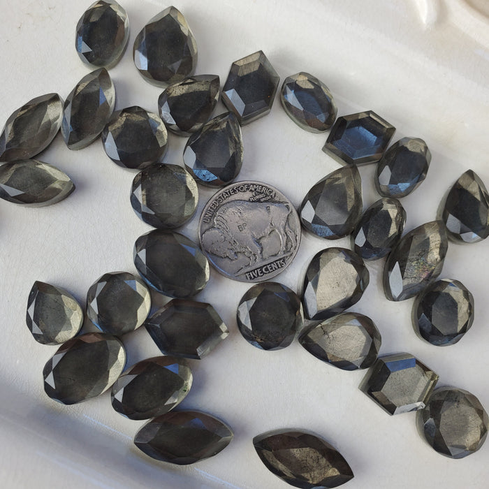 Pyrite and Quartz Doublet Cabochons