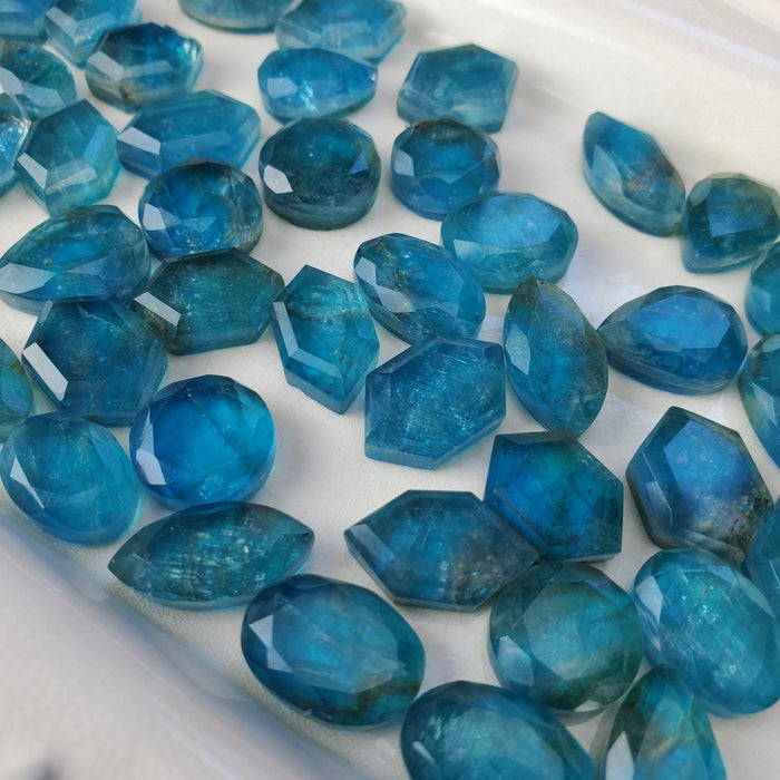 Blue Apatite Doublets, Step Cut