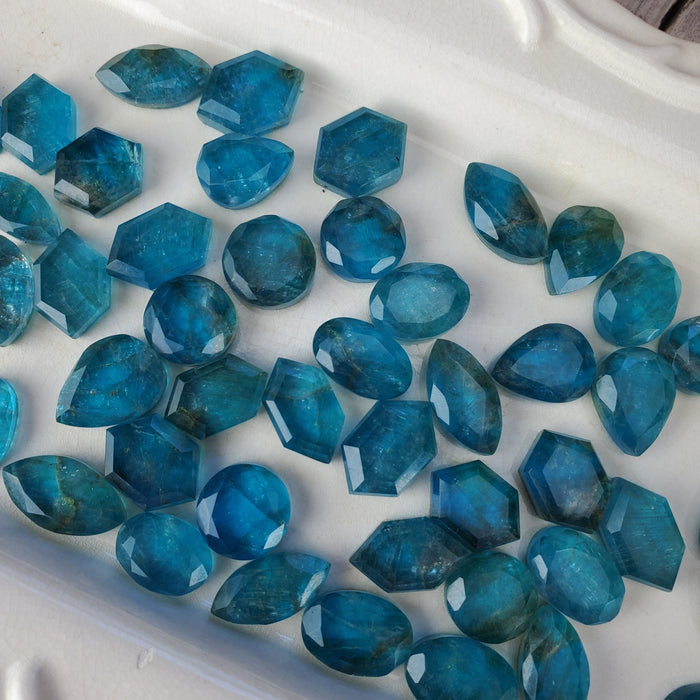 Blue Apatite Doublets, Step Cut