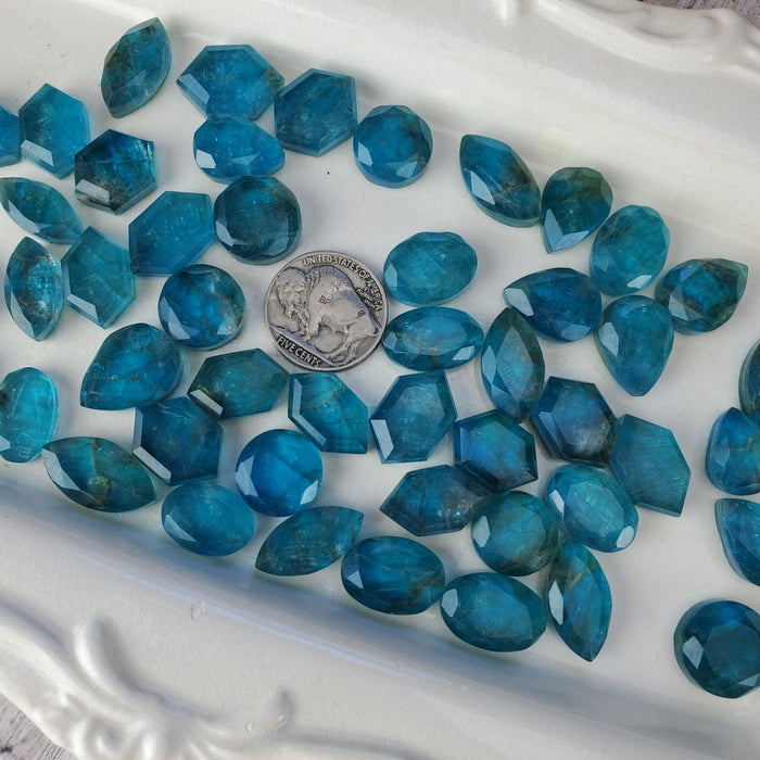 Blue Apatite Doublets, Step Cut