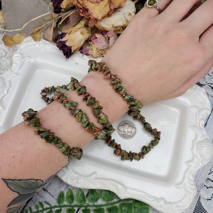 Unakite Chip Bracelets