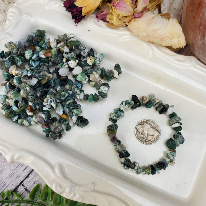 Moss Agate Chip Bracelets