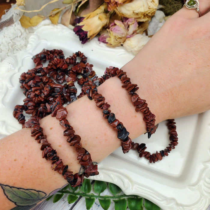 Mahogany Obsidian Chip Bracelets