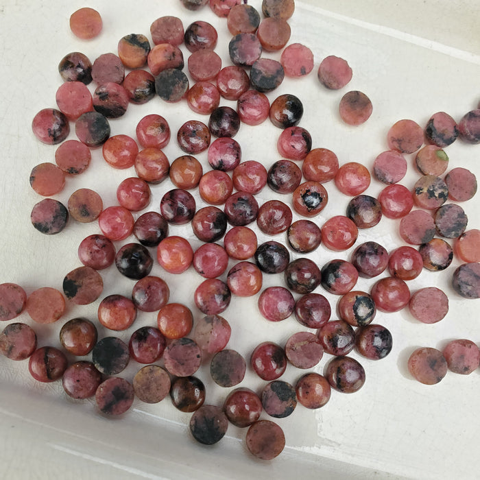 Rhodonite Round Cabochons, 6mm