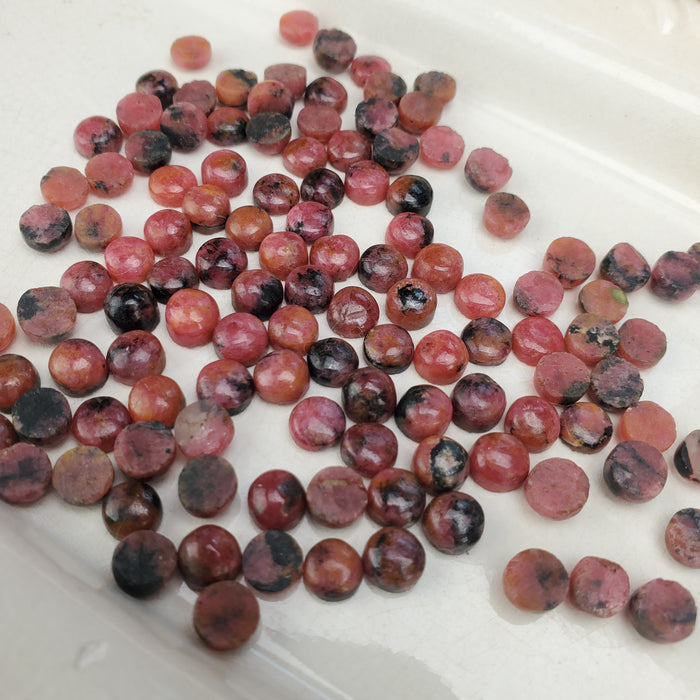 Rhodonite Round Cabochons, 6mm