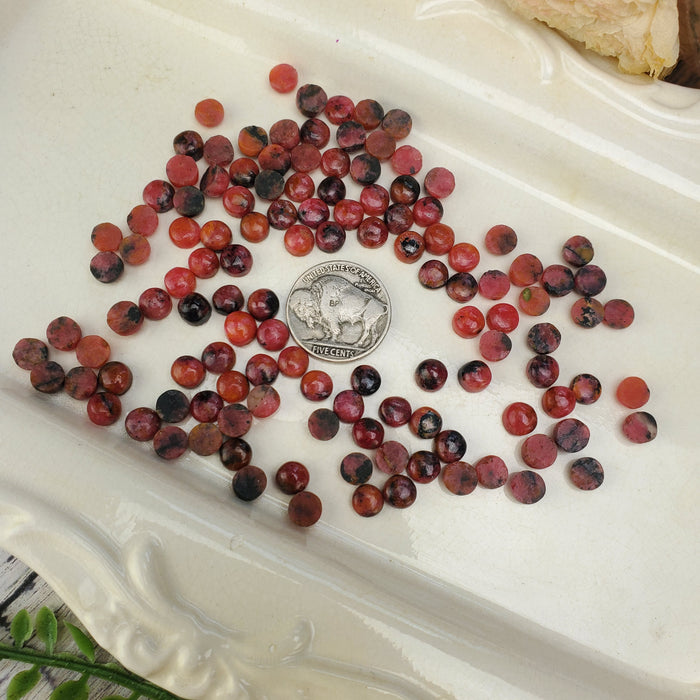 Rhodonite Round Cabochons, 6mm