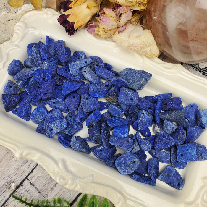 Lapis Lazuli Chunks, Drilled