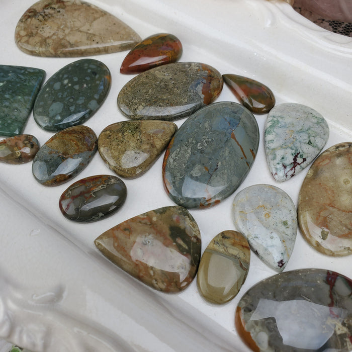 Jasper Collection Cabochons, 100 gram bags