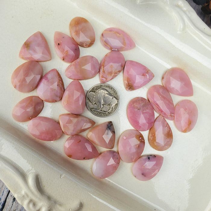 Pink Opal Rose Cut Cabochons