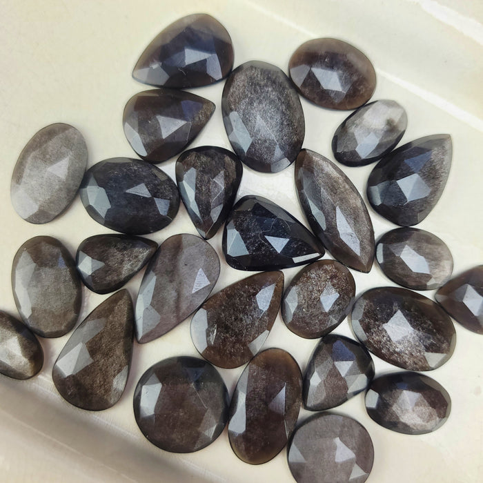 Silver Sheen Obsidian Rose Cut Cabochons