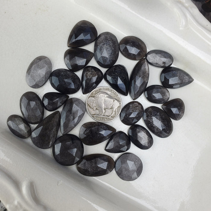 Silver Sheen Obsidian Rose Cut Cabochons