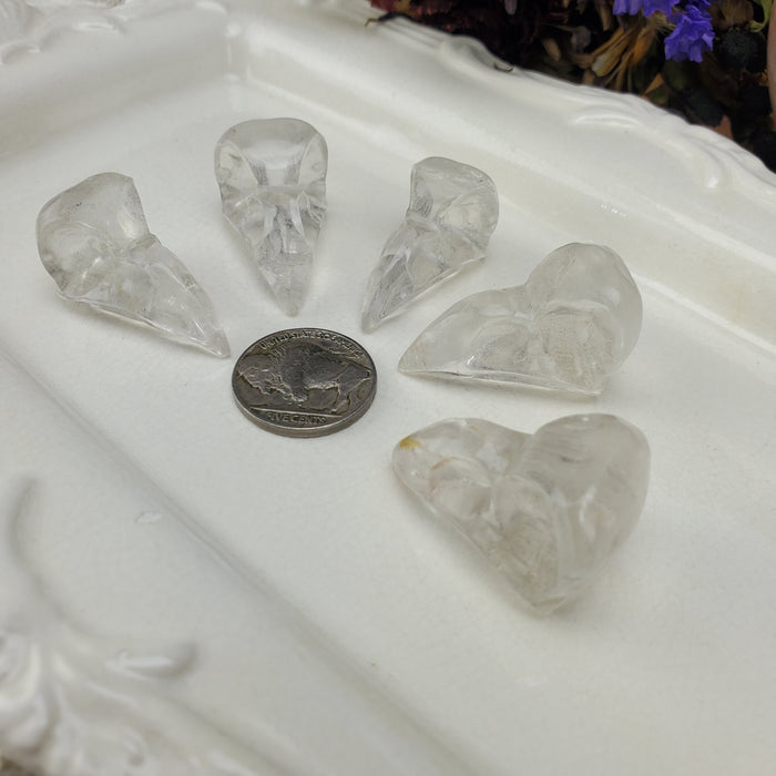 Clear Quartz Raven Skull