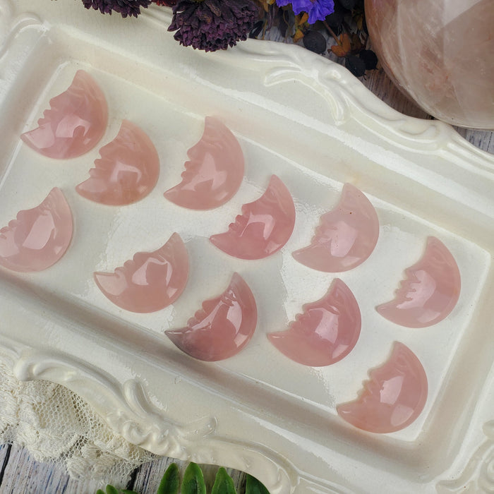 Rose Quartz Moon Face Cabochons