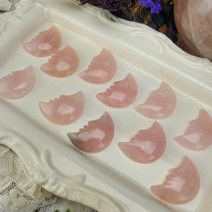 Rose Quartz Moon Face Cabochons