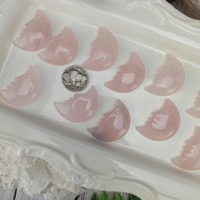 Rose Quartz Moon Face Cabochons