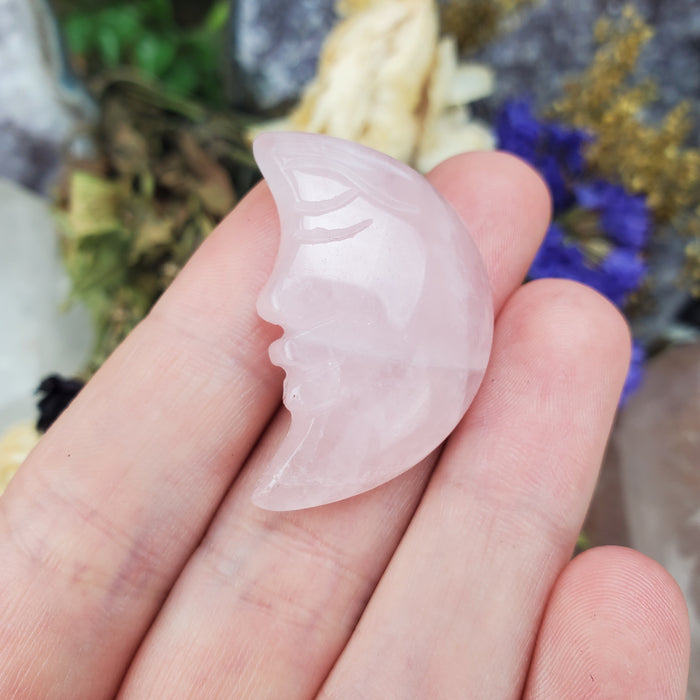 Rose Quartz Moon Face Cabochons