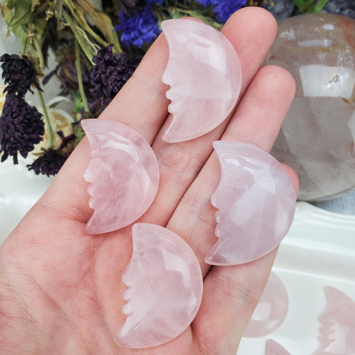 Rose Quartz Moon Face Cabochons