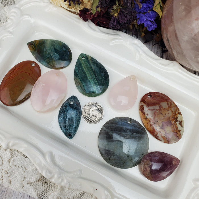 Mixed Drilled Cabochons, craft grade