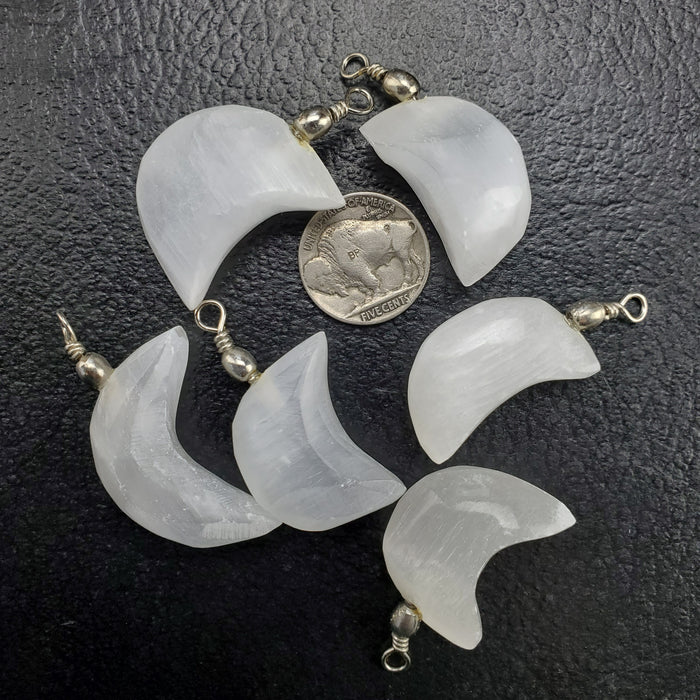 Selenite Moons, pendants