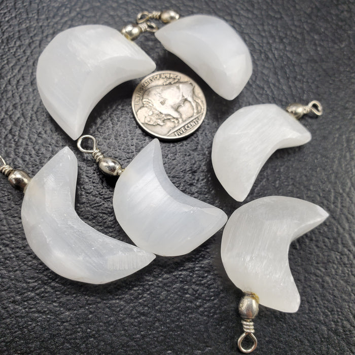 Selenite Moons, pendants