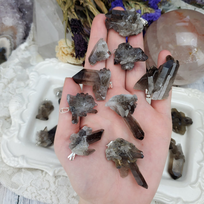 Smoky Quartz Points and Clusters, pendants