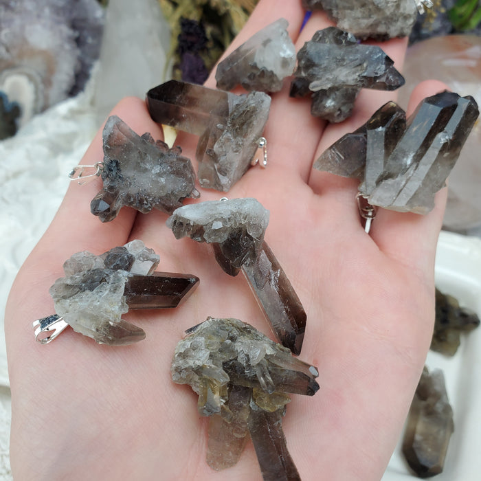 Smoky Quartz Points and Clusters, pendants