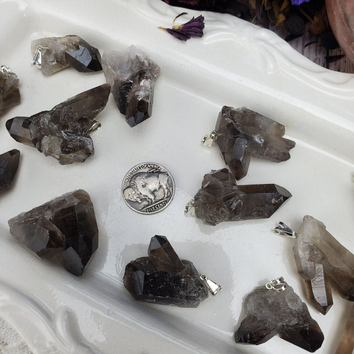 Smoky Quartz Points and Clusters, pendants