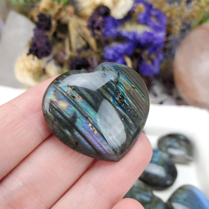 Labradorite Puffy Hearts