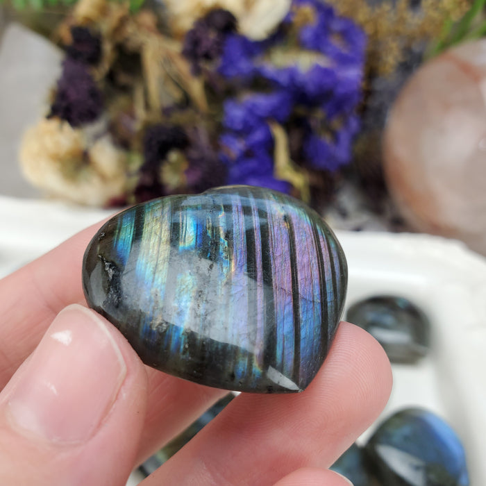 Labradorite Puffy Hearts