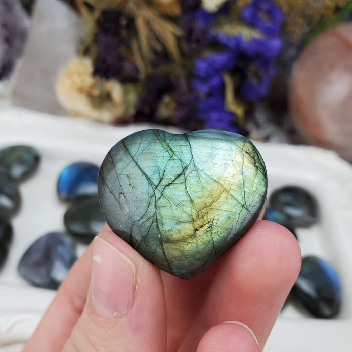 Labradorite Puffy Hearts