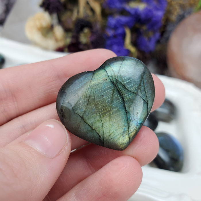 Labradorite Puffy Hearts