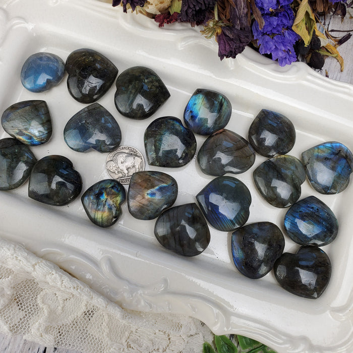 Labradorite Puffy Hearts