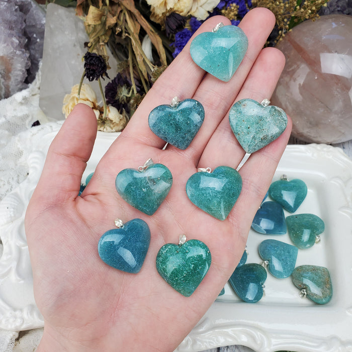 Amazonite Heart Pendants