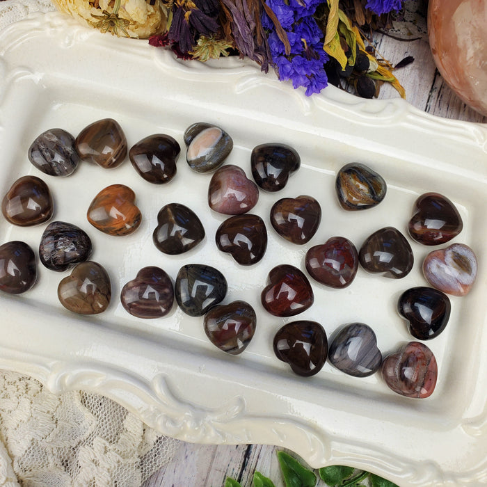 Puffy Petrified Wood Hearts