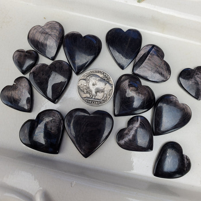 Hypersthene Heart Cabochons