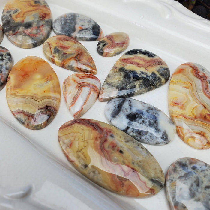 Crazy Lace Agate Cabochons, yellow