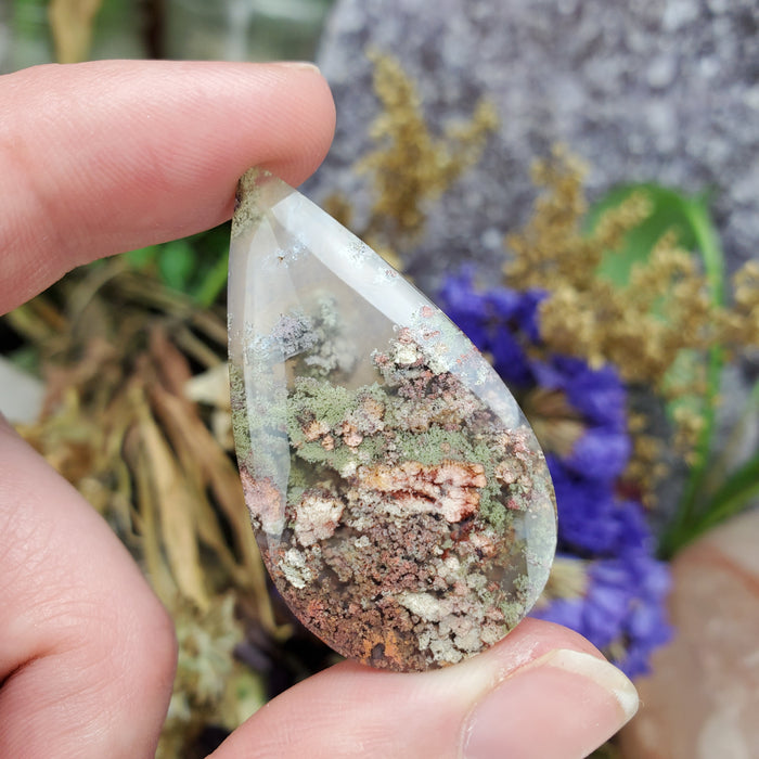 Moss Agate Teardrop Cabochons