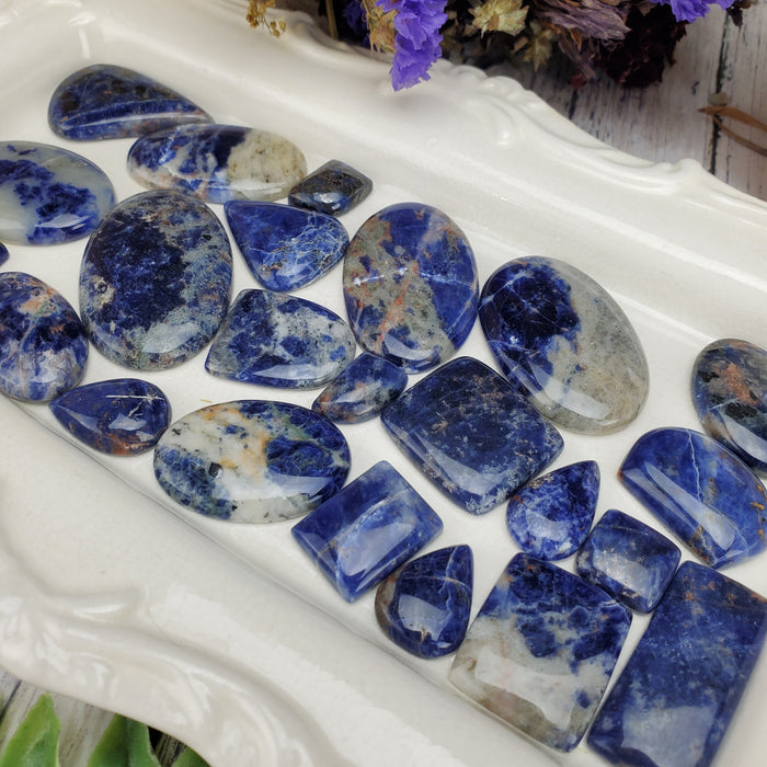 Sodalite Cabochons, 100 gram bags