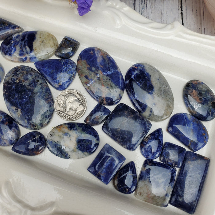 Sodalite Cabochons, 100 gram bags