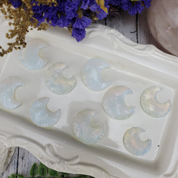 Opalite Knapped Crescent Moons