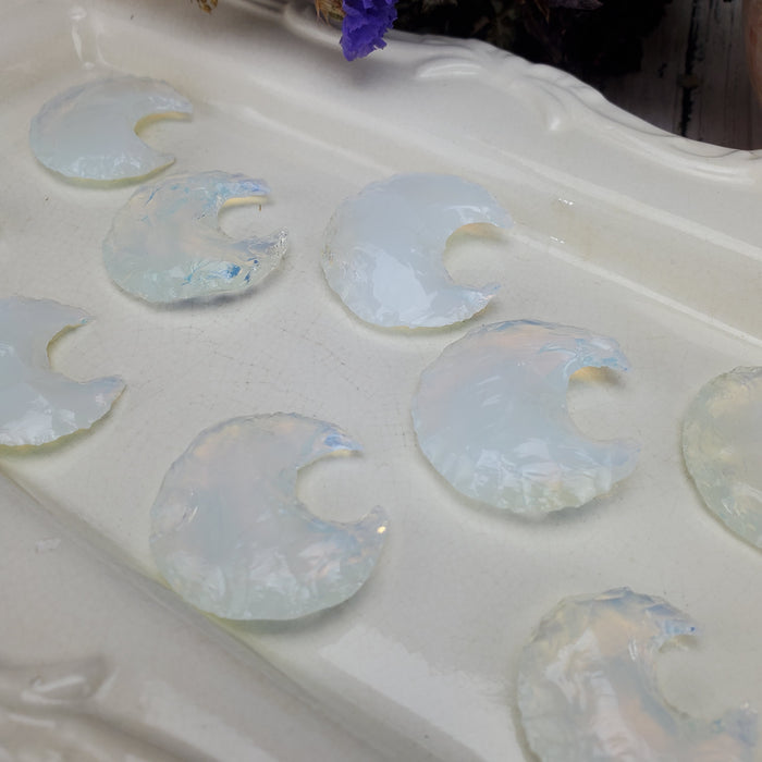 Opalite Knapped Crescent Moons