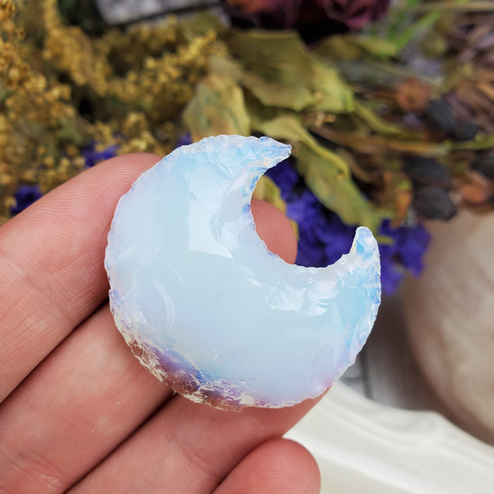 Opalite Knapped Crescent Moons