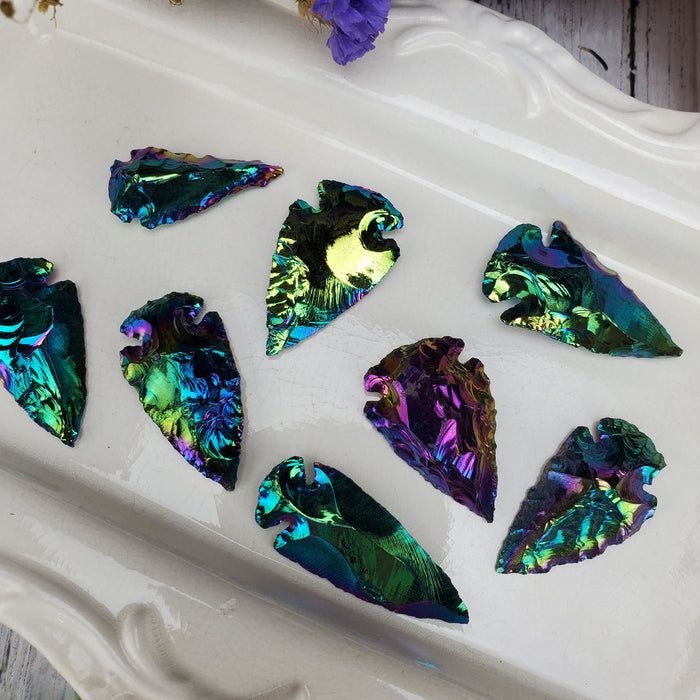 Obsidian Knapped Arrowhead, Titanium Aura