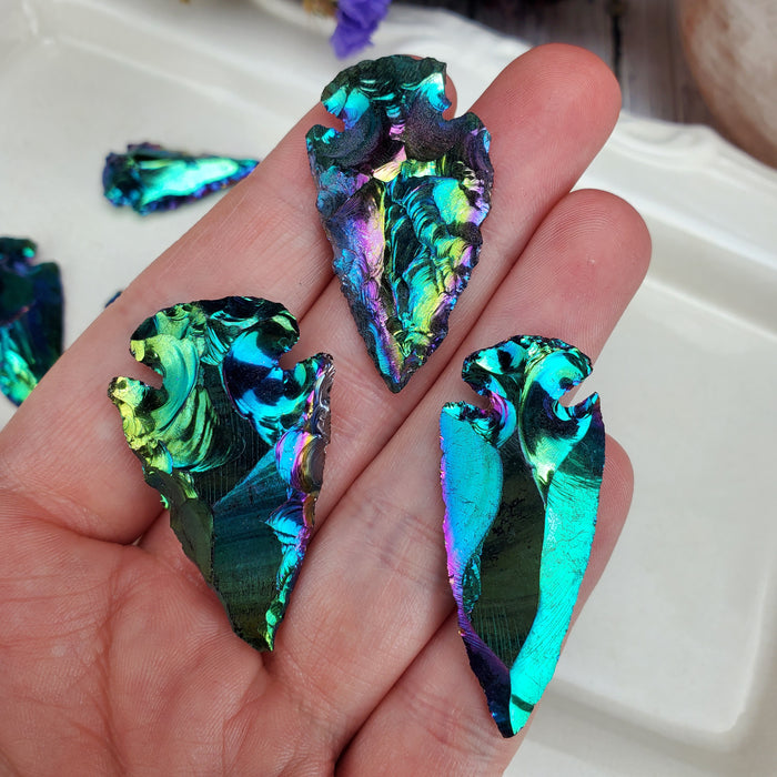 Obsidian Knapped Arrowhead, Titanium Aura