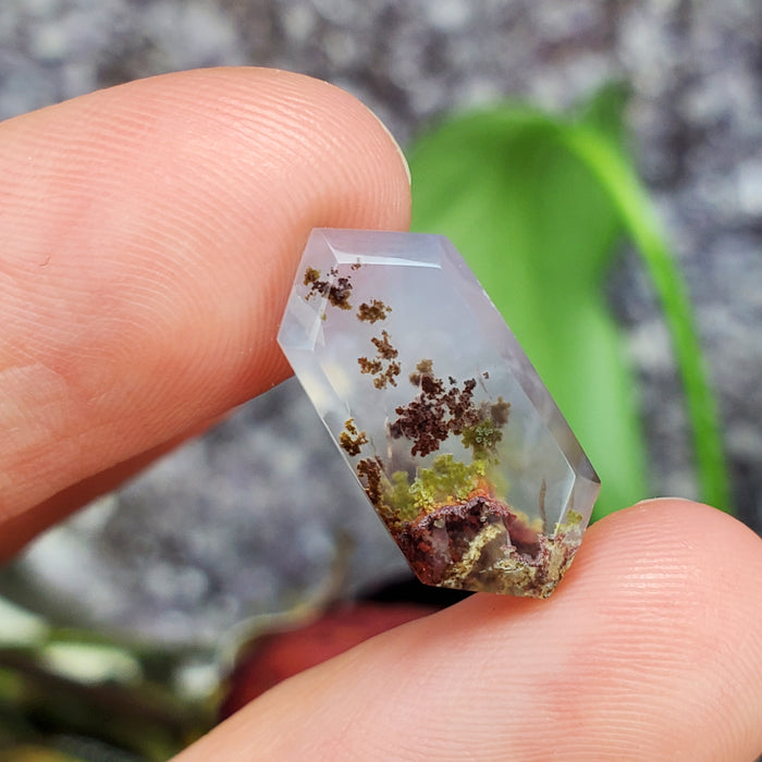 Mini Moss Agate Elongated Hexagonal Cabochons