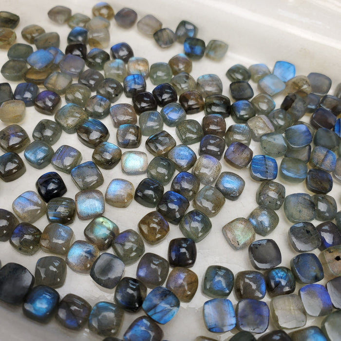 Labradorite Cushion Cabochons, 6mm